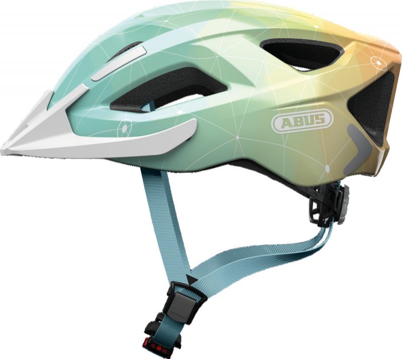 Купить Шлем Aduro 2.0 с LED фонариком и светоотр элемент, L(58-62см) с регулир., 325гр, 14 отв, сетка от насекомых, голубой ABUS