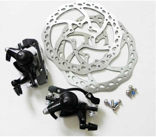 Купить Комплект тормозных калиперов механических PROMAX DSK-300 MTB с роторами 160мм и адап. IS F160/R140