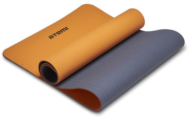 Купить Коврик для йоги и фитнеса ATEMI AYM13С, 173x61x0.4 см, серо-оранжевый
